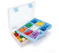 Hynorian Scatola portaoggetti a due livelli per Lego con 8 scomparti e 2 bottoni a pressione, impilabile per mattoni, accessori e giocattoli