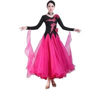 Hynyjxjy A,M, Abiti da Sala da Ballo da Ricamati per Donna Vestiti da Ballo da Tango con Scollo A V Vestito da Ballo da Valzer con Strass Abito da Ballo da Flamenco Splendido Swing in Tulle