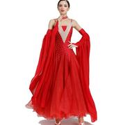 Hynyjxjy A,S, Abiti da Sala da Ballo con Bretelle per Donna Vestiti da Danza da Moderna con Schiena Scoperta Costumi da Spettacolo da Ballo per Valzer Abito da Ballo Flamenco con Strass