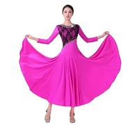 Hynyjxjy A,XXL, Abiti da Spettacolo da Sala da Ballo per Donna Abito da Ballo da Valzer A Maniche Lunghe Vestiti da Ballo da Tango con Strass Vestito da Ballo da Flamenco per Un Fantastico Swing
