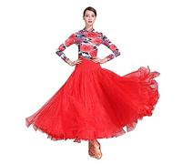 Hynyjxjy Abiti da Sala da Ballo A Maniche Lunghe per Donna Vestito per Esibizioni di Valzer da Stampato Completo da Ballo da Moderni Abito da Flamenco con Ampio Movimento Swing