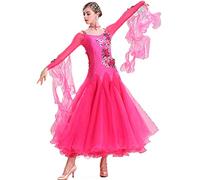 Hynyjxjy Abiti da Sala da Ballo con Decalcomanie Vestiti da Ballo Tango Salsa con Schiena Scoperta per Donna Abito da Ballo da Valzer con Strass Vestito da Ballo per Gare da Foxtrot
