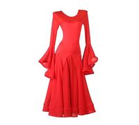 Hynyjxjy Abiti da Sala da Ballo da Donna con Scollo Rotondo Completo da Ballo per Valzer Senza Schienale Vestiti da Ballo Flamenco A Maniche Lunghe Costumi da Ballo Moderno Great Swing