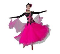 Hynyjxjy Abiti da Sala da Ballo da Ricamati Vestiti da Ballo per Spettacoli di Tango Valzer Senza Spalline Vestito da Ballo con Schiena Scoperta da Donna Abito da Ballo da Foxtrot