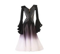 Hynyjxjy Abiti da Sala da Ballo Sfumati Completo da Ballo Professionale da Valzer con Scollo A V da Donna Vestiti da Ballo da Standard Nazionale Vestito da Ballo da Tango con Strass