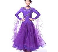 Hynyjxjy Abiti da Spettacolo da Sala da Ballo per Donna Costumi da Danza da Moderna con Scollo Rotondo Vestiti da Ballo da Salsa Ricamato Abito da Ballo da Flamenco con Strass