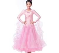 Hynyjxjy Abiti da Spettacolo da Sala da Ballo per Donna Costumi da Danza da Moderna con Scollo Rotondo Vestiti da Ballo da Salsa Ricamato Abito da Ballo da Flamenco con Strass