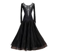 Hynyjxjy Abito da ballo da donna, nero, XL, da competizione, valzer, costume da ballo Foxtrot abbigliamento da danza tango, abito da ballo in tulle