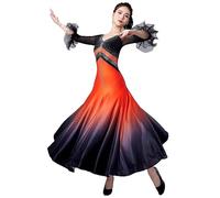 Hynyjxjy Arancia, Abiti da Spettacolo da Sala da Ballo Costume da Ballo da Valzer Sfumato da Donna Vestiti da Ballo da Salsa con Strass Abito da Ballo da Flamenco per Un Fantastico Swing