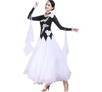 Hynyjxjy B, Abiti da Sala da Ballo da Ricamati per Donna Vestiti da Ballo da Tango con Scollo A V Vestito da Ballo da Valzer con Strass Abito da Ballo da Flamenco Splendido Swing in Tulle