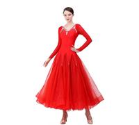 Hynyjxjy B, Abito da Sala da Ballo da Donna Vestiti da Ballo per Tango E Salsa con Giunture in Rete Vestito da Ballo per Valzer con Schiena Scoperta Abiti da Ballo Foxtrot con Strass