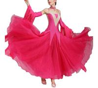 Hynyjxjy B,S, Abiti da Sala da Ballo con Bretelle per Donna Vestiti da Danza da Moderna con Schiena Scoperta Costumi da Spettacolo da Ballo per Valzer Abito da Ballo Flamenco con Strass