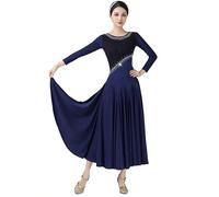 Hynyjxjy B,XL, Abiti da Spettacolo da Sala da Ballo per Donna Abito da Ballo da Valzer A Maniche Lunghe Vestiti da Ballo da Tango con Strass Vestito da Ballo da Flamenco per Un Fantastico Swing