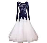 Hynyjxjy Bianco,XL, Abiti Da Competizione Da Danza Salone Da Donna Abiti Da Danza Valzer con Inserti a Rete Costumi Da Danza Salsa Ornati Con Strass Abiti Da Danza Di Tango Social