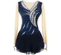 Hynyjxjy Blu,S, Vestiti da Pattinaggio su Ghiaccio da Donna Abito da Gara di Pattinaggio Artistico Costumi da Sportivi All'aperto Body da Ginnastica Artistica con Cristalli Lucidi