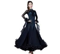 Hynyjxjy Blu,XXL, Abiti da Sala da Ballo da Donna Vestiti da Competizione per Valzer A Maniche Lunghe Vestito da Ballo per Tango Foxtrot Abito da Danza da Moderna per Un Fantastico Swing
