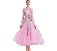 Hynyjxjy C,M, Abiti da Sala da Ballo con Decalcomanie Vestiti da Ballo Tango Salsa con Schiena Scoperta per Donna Abito da Ballo da Valzer con Strass Vestito da Ballo per Gare da Foxtrot