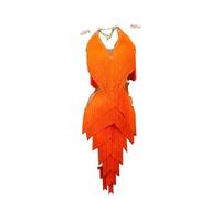 Hynyjxjy Completo da Professionale per Danza Latina con Frange Abiti da Sala da Ballo con Scollo A V da Donna Vestiti Senza Maniche per Cha Cha Cha Vestito da Ballo da Salsa con Strass