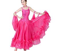 Hynyjxjy D, Vestito da Sala da Ballo da Professionali per Donna Costumi da Ballo da Salsa Abiti da Ballo da Valzer Senza Schienale Abito da Ballo Sociale con Splendido Swing in Tulle