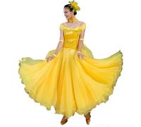 Hynyjxjy ,e,XL,Abiti da Sala da Ballo A Maniche Corte Completo da Ballo per Valzer con Bretelle da Donna Abito da Ballo da Foxtrot con Schiena Scoperta Vestiti da Tango con Ricami di Strass