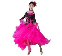 Hynyjxjy ,e,XL,Abiti da Sala da Ballo con Schiena Scoperta per Donna Completo da Ballo per Salsa con Spalline Abito da Ballo da Valzer con Strass Vestiti da Flamenco con Ampia Gonna in Tulle