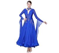 Hynyjxjy E,XL, Abito da Sala da Ballo per Donna Vestiti da Ballo da Tango con Schiena Scoperta Vestito da Ballo da Valzer con Strass Abiti da Ballo da Standard Nazionale Professionali