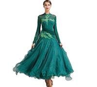 Hynyjxjy ,g,XXL, Abiti da Sala da Ballo con Ricami Completo da Donna A Maniche Lunghe per Valzer Costumi per Danza da Moderna con Strass Vestiti per Foxtrot con Gonna in Tulle