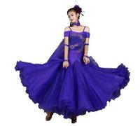 Hynyjxjy ,i,M,Abiti da Sala da Ballo A Maniche Corte Completo da Ballo per Valzer con Bretelle da Donna Abito da Ballo da Foxtrot con Schiena Scoperta Vestiti da Tango con Ricami di Strass