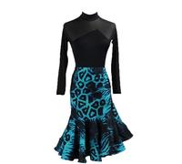 Hynyjxjy Nero,S, Abito da Ballo di Latino con Collo Alto da Donna Vestito da Ballo per La Pratica di Tango Senza Schienale Vestiti da Ballo di Cha Cha Abiti da Sala da Ballo con Leopardata