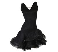 Hynyjxjy ,Nero,XL, Vestiti da Ballo Latino per Donna con Scollo A V Completo da Ballo Tango E Cha Cha Abito da Competizione da Sala da Ballo Senza Maniche Body con Gonna A Spina di Pesce per Rumba