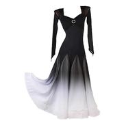 Hynyjxjy ,Nero,XXL, Abiti da Sala da Ballo da Sfumati per Esibizioni Abito da Ballo Tango E Valzer per Donna Vestiti da Ballo da Moderno A Maniche Lunghe Completo da Foxtrot per Fantastico Swing