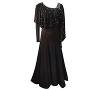Hynyjxjy Nero,XXL, Abito da Spettacolo da Sala da Ballo per Donna Vestito da Ballo da Valzer Costumi da Ballo da Tango Salsa da Eleganti Abiti da Danza da Moderna per Un Fantastico Swing