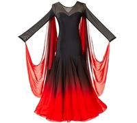 Hynyjxjy Nero,XXL, Vestito da Sala da Ballo da Sfumati Abito da Ballo da Valzer A Maniche Lunghe per Donna Costumi da Ballo da Foxtrot Abiti da Ballo da Flamenco per Un Fantastico Swing