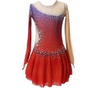 Hynyjxjy Rosso,11/13, Abiti da Gara di Pattinaggio Artistico per Bambine Vestito da Pattinaggio su Ghiaccio per Donna Costume Sportivo All'aperto Ad Alta Elasticità Body da Ginnastica Ritmica