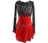 Hynyjxjy Rosso, Abito da Gara di Pattinaggio su Ghiaccio da Donna Costume da Pattinaggio Artistico Body da Ginnastica Ritmica Ad Alta Elasticità Abiti da Sportivi Invernali Flash Diamond