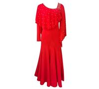 Hynyjxjy Rosso,M, Abito da Spettacolo da Sala da Ballo per Donna Vestito da Ballo da Valzer Costumi da Ballo da Tango Salsa da Eleganti Abiti da Danza da Moderna per Un Fantastico Swing