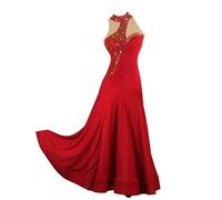 Hynyjxjy Rosso, XXL, abiti da ballo da donna per danza tango, salsa, valzer, abbigliamento da ballo per competizioni sociali