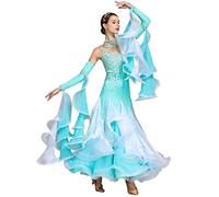 Hynyjxjy ,Verde,M, Abiti da Professionali da Sala da Ballo per Donna Abito per Danze da Standard Internazionale con Perline Completo da Valzer con Bretelle Vestito da Ballo da Tango con Strass