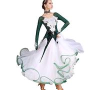 Hynyjxjy Verde,S, Abiti Da Danza Salone Professionali per Donna Vestito Da Danza Valzer Velluto Abbigliamento Da Danza Standard Nazionale Abito Sociale Danza Tango Ornato Con Strass