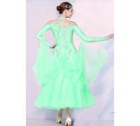 Hynyjxjy Verde,S, Abiti da Sala da Ballo con Scollo A V per Donna Vestito da Ballo Valzer A Maniche Lunghe Vestiti da Ballo Standard Nazionale con Schiena Scoperta Abito da Ballo Flamenco