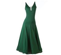 Hynyjxjy Verde,S, Abiti da Sala da Ballo per Esibizioni Completo da Ballo da Valzer con Scollo A V per Donna Costumi da Ballo Tango E Salsa con Bretelle Vestiti da Ballo Foxtrot con Schiena Scoperta