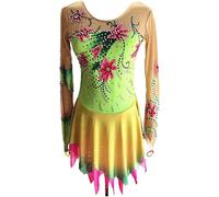 Hynyjxjy Verde,XXL, Abito da Gara di Pattinaggio su Ghiaccio Body da Ginnastica Ritmica Fatti A Mano da Donna Vestiti da Pattinaggio Artistico da Bambina Costume per Sport all'Aria Aperta