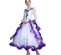 Hynyjxjy Viola,3XL, Vestiti da Sala da Ballo di Ricamati da Donna Abbigliamento da Danza di Moderna Valzer Completo da Ballo per Competizione di Tango Abiti da Ballo di Flamenco Altalena in Tulle