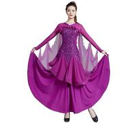 Hynyjxjy Viola,M, Abiti da Spettacolo da Sala da Ballo con Scollo A V Costumi da Ballo da Tango con Paillettes per Donna Vestiti da Ballo da Tango da Valzer Vestito da Ballo da Sociale Foxtrot