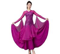 Hynyjxjy Viola,XL, Vestiti da Sala da Ballo con Scollo A V per Donna Costumi da Danza da Moderna con Paillettes Abito da Ballo da Competizione per Valzer Abiti da Ballo da Foxtrot Ottimo Swing