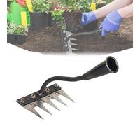 HYOBENRE Gardenia - Rastrello in ferro da 2,0, 5/6/7/8 denti, durevole e resistente all'usura, facile da allentare il terreno, adatto per diserbo, allentare il terreno, trapianto (5 denti)