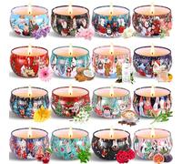 HYOJCWU Candle Candele Profumate Regalo di Natale 16 pezzi Candele Set per Aromaterapia Candela Aromatica di cera di soia naturale con coperchio, Decora il Natale, Regalo per Donna, Mamma, Amici