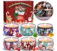 HYOJCWU Candle Candele Profumate Regalo di Natale 6 pezzi Candele Set per Aromaterapia Candela Aromatica di cera di soia naturale con coperchio, Decora il Natale, Regalo per Donna, Mamma, Amici