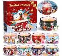 HYOJCWU Candle Candele Profumate Regalo di Natale 9 pezzi Candele Set per Aromaterapia Candela Aromatica di cera di soia naturale con coperchio, Decora il Natale, Regalo per Donna, Mamma, Amici