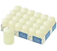 Hyoola Candele Bianche Avorio Cilindriche - Candele Decorative a Colonna 5 x 7,5 cm - Candele Lunga Durata Senza Profumo - Set da 24 Candele Bianche Cilindro - Candele Cilindro Made in EU